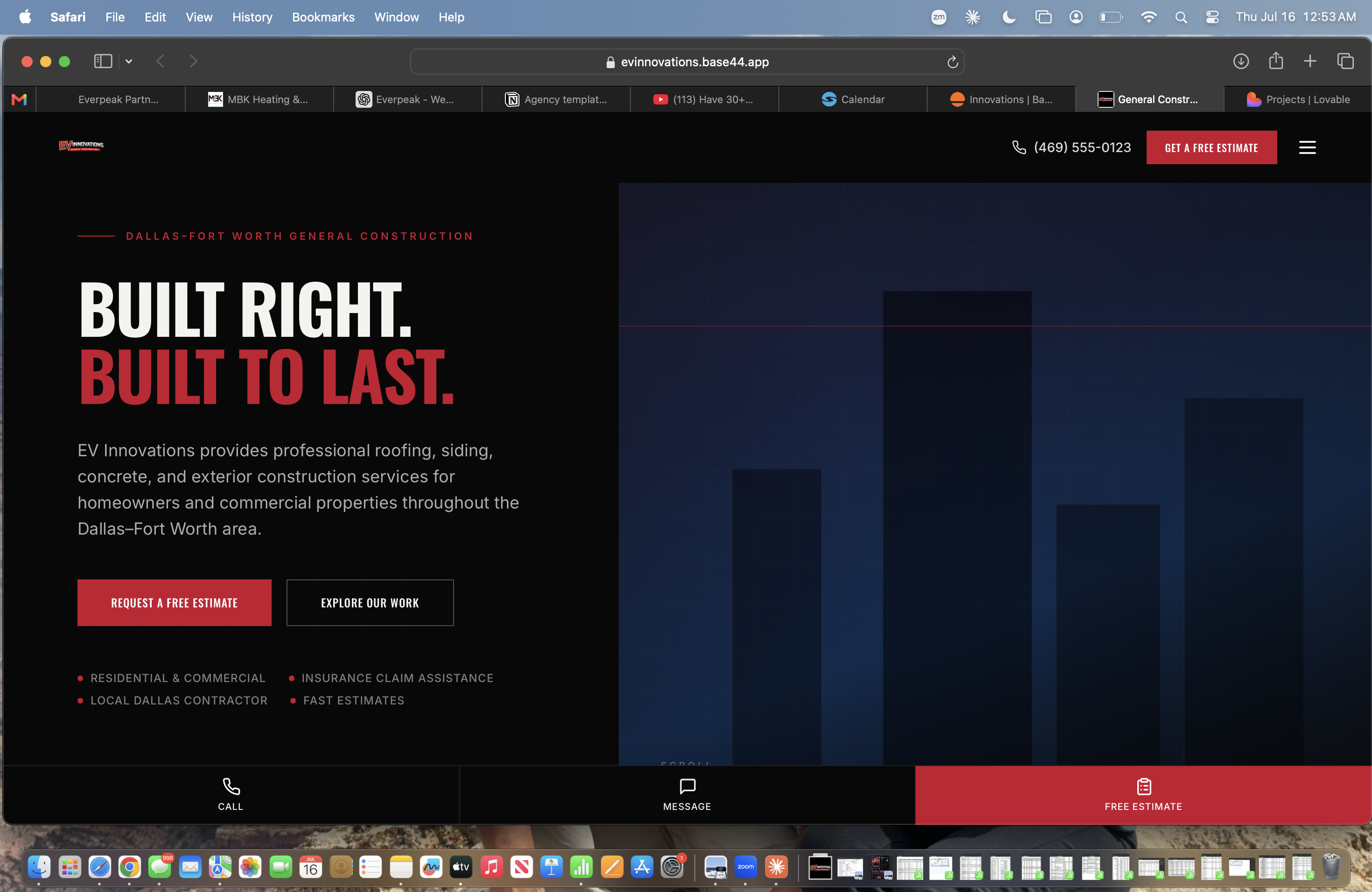 General Construction Website template preview