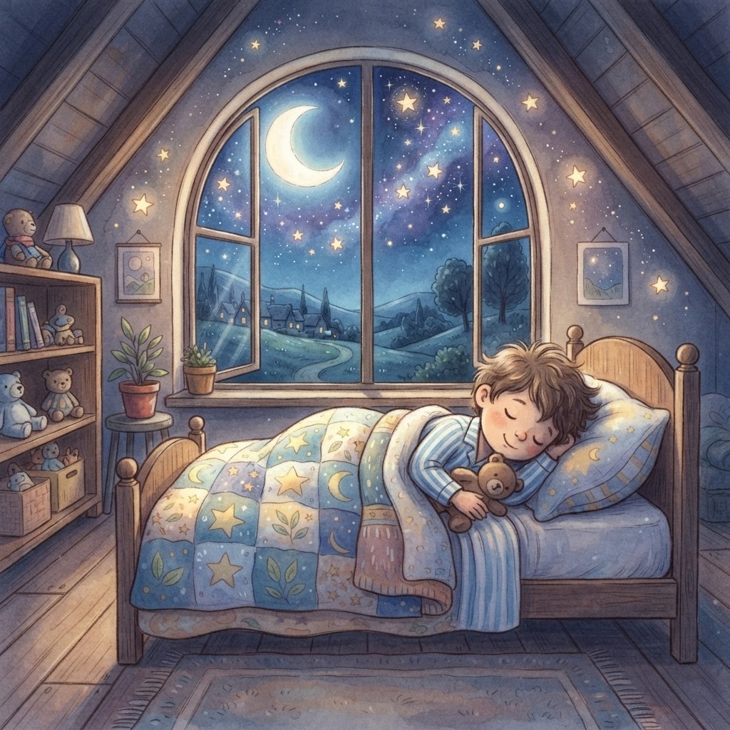 A baby enjoying a personalized storybook with soft dreamy illustrations