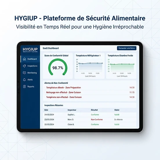 Tableau de bord HYGIUP — pilotage de la conformité sanitaire