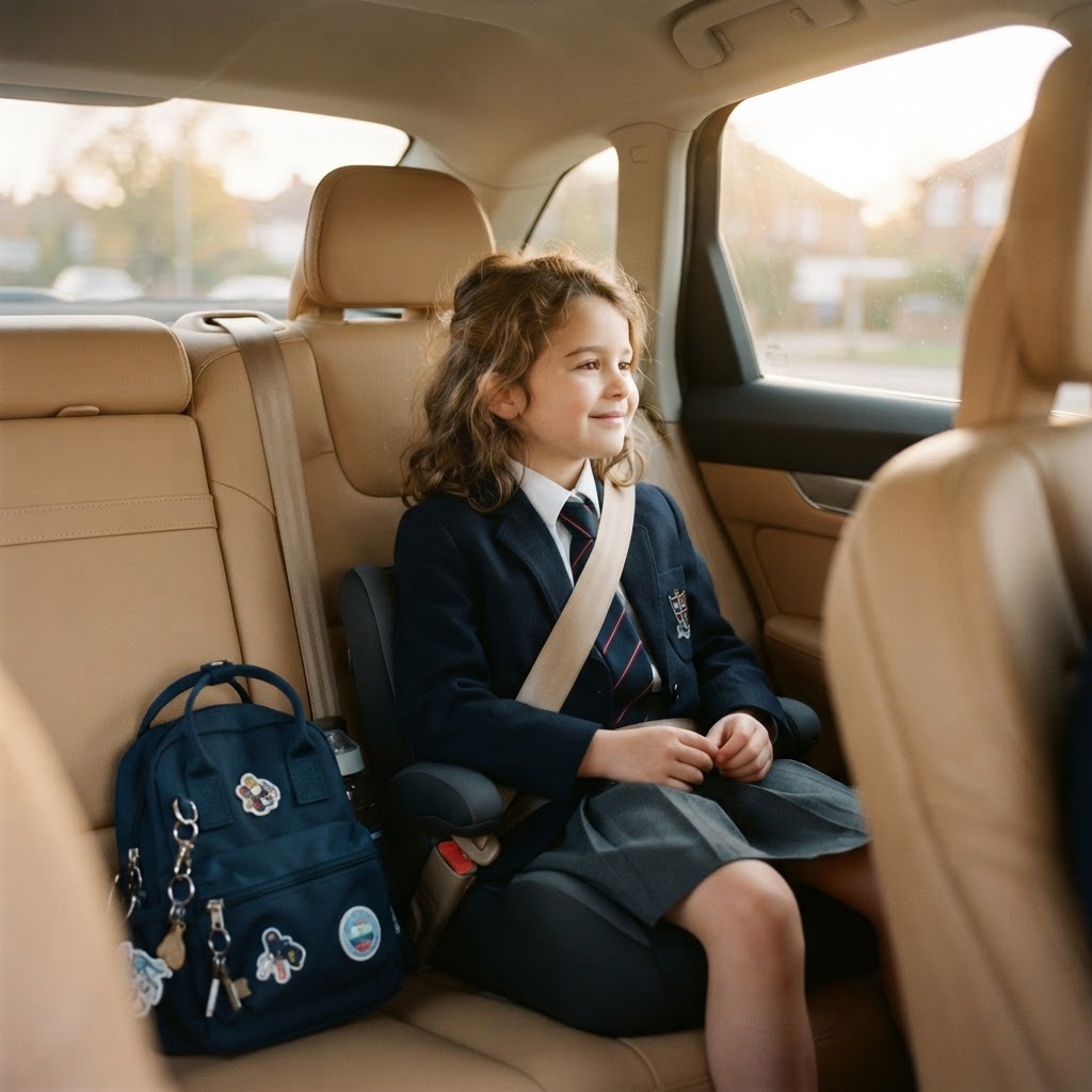 Video snapshot of a child safely riding home from school