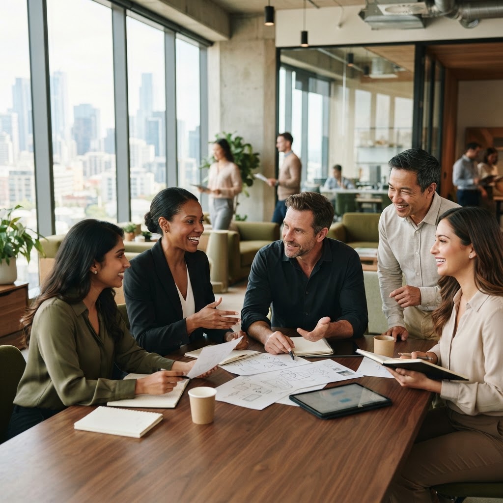Professionals reviewing work