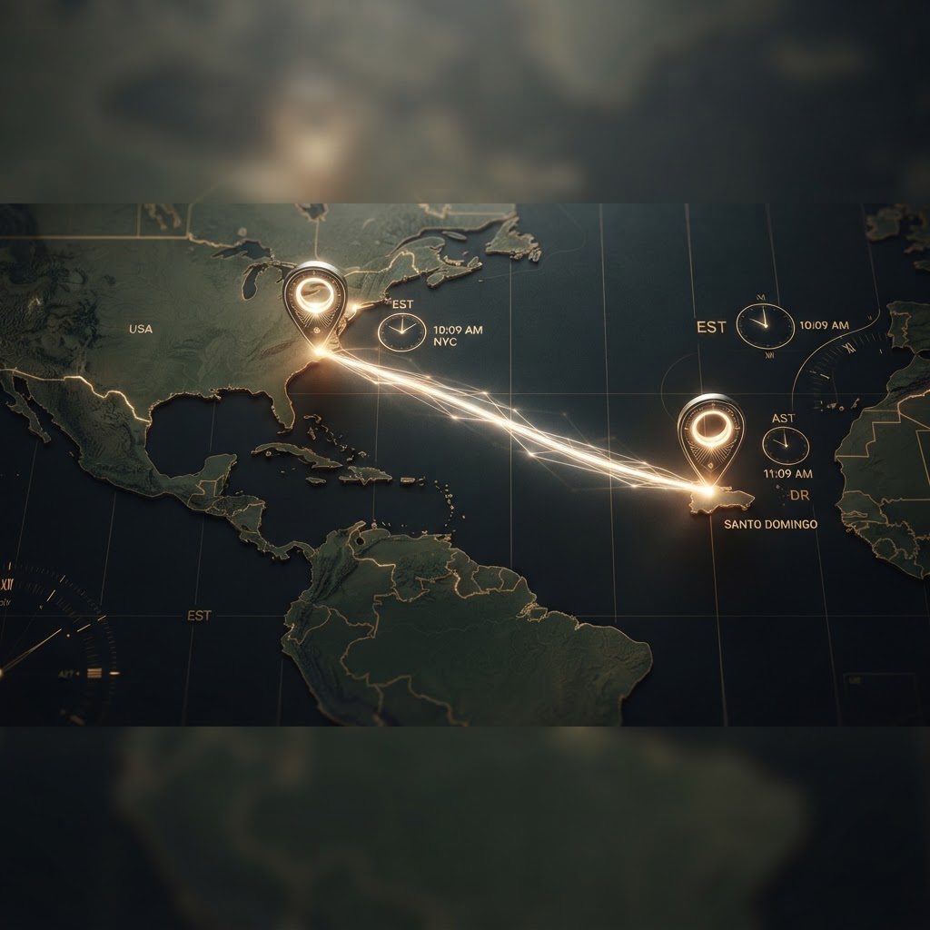 Two connected regions across the Americas in the same time zone