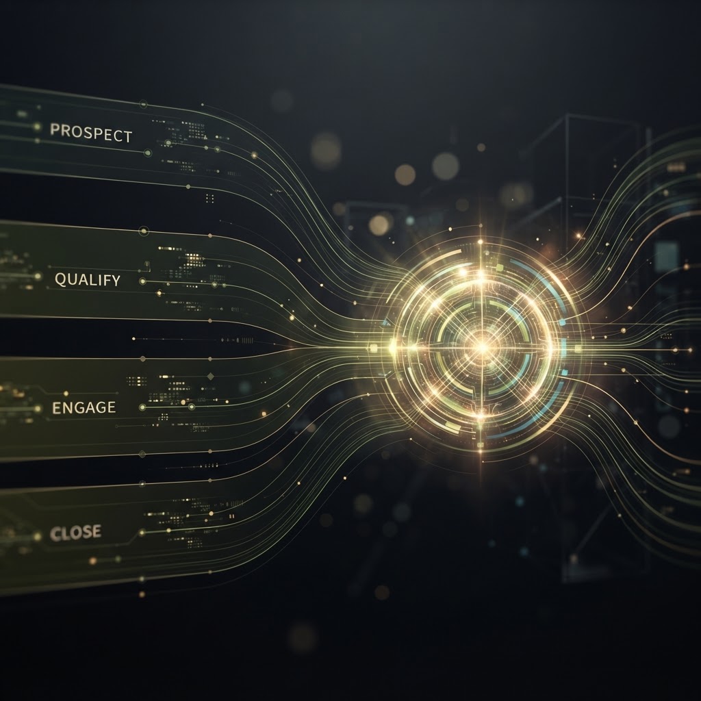 A CRM pipeline visualization running like an operating system