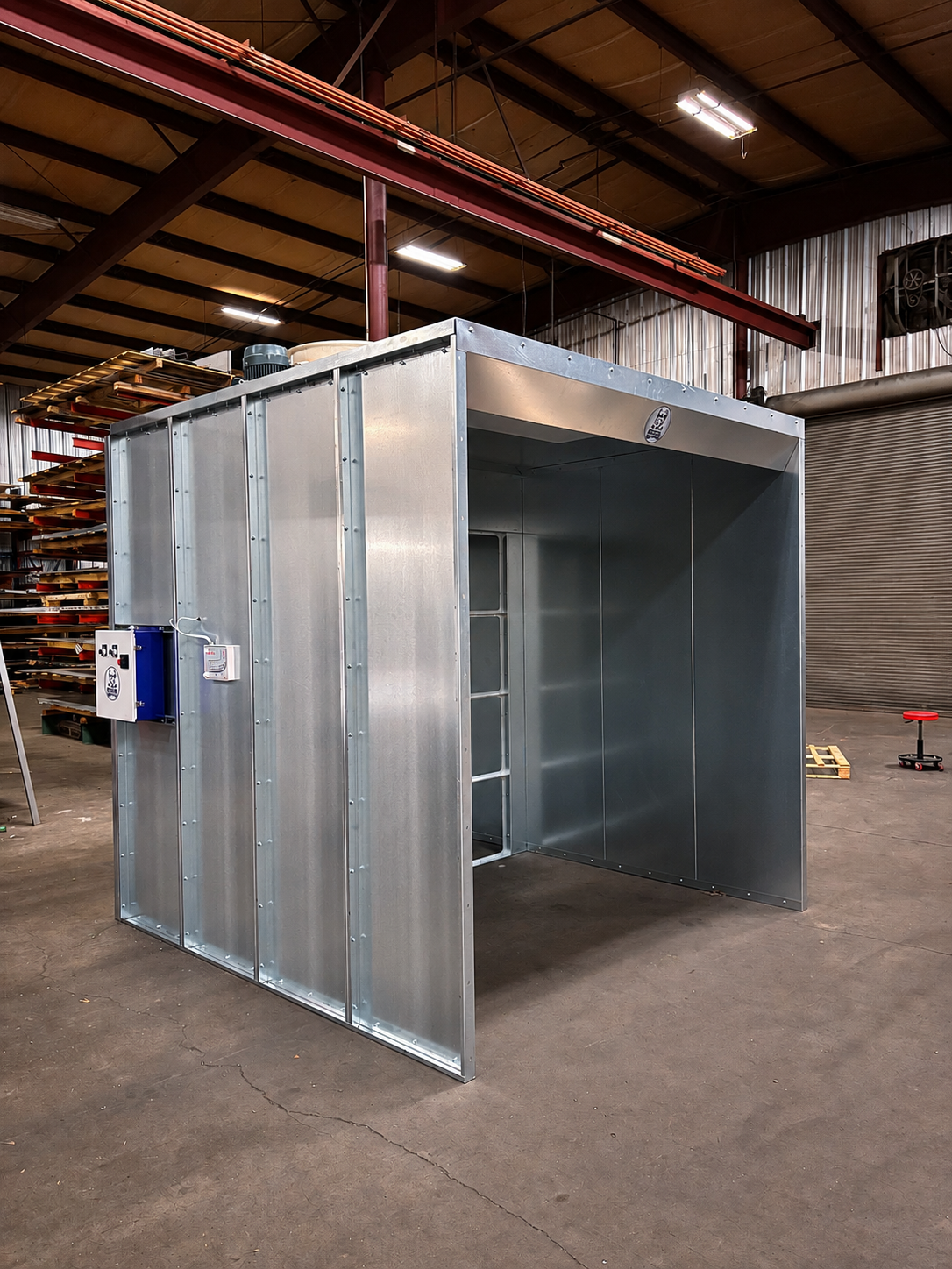 Custom powder coating booth built by United Finishing Systems
