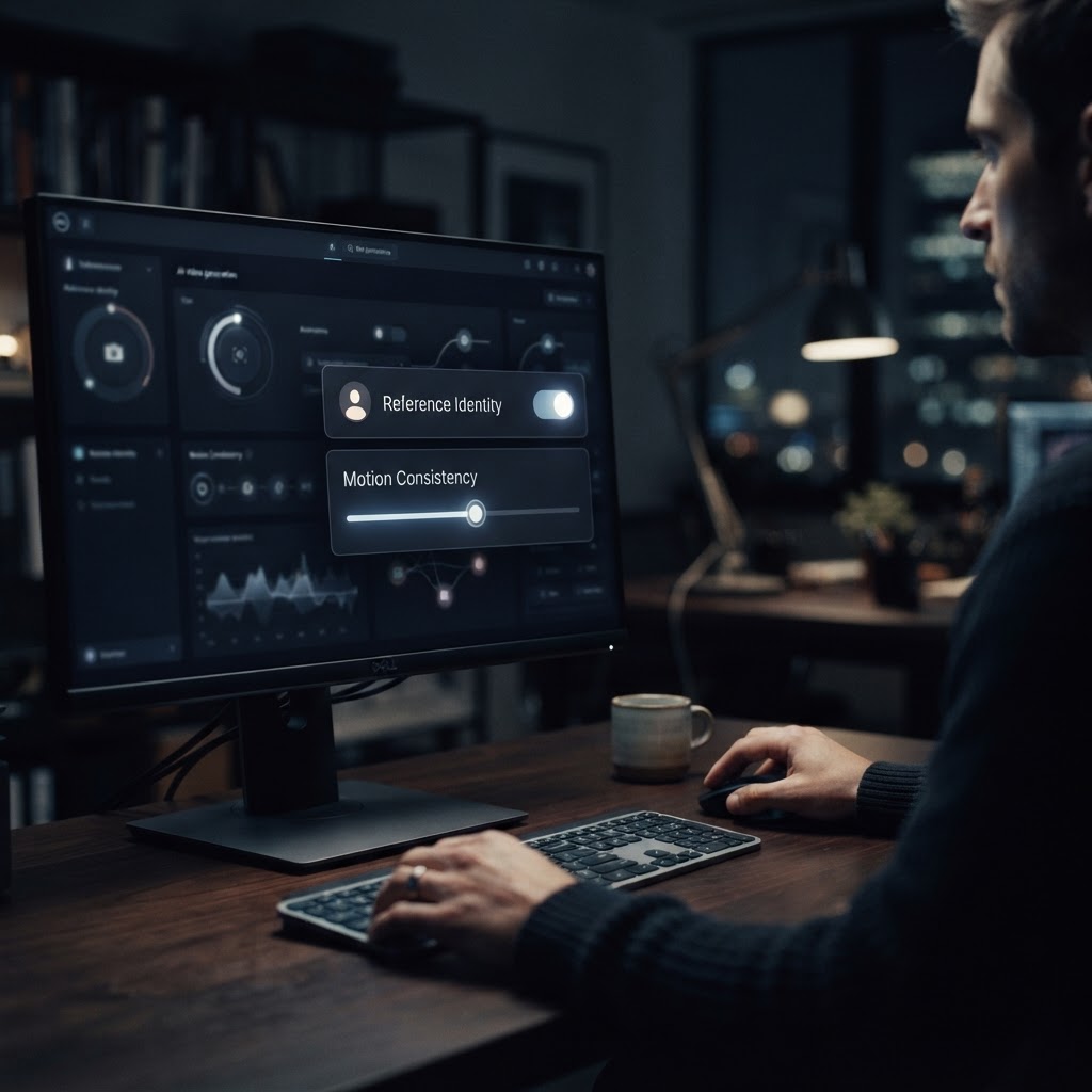 Advanced AI video interfaces now allow for granular control over motion and identity, enabling creators to lock in character physics alongside visual features.