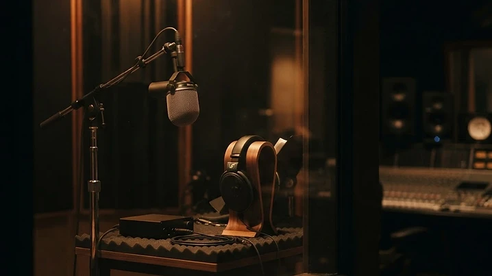 A cluttered, dimly lit home studio setup that proves how much friction traditional recording creates.