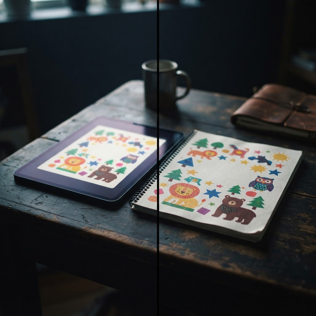The transition from digital AI-generated assets to physical, sellable educational products ready for the KDP marketplace.