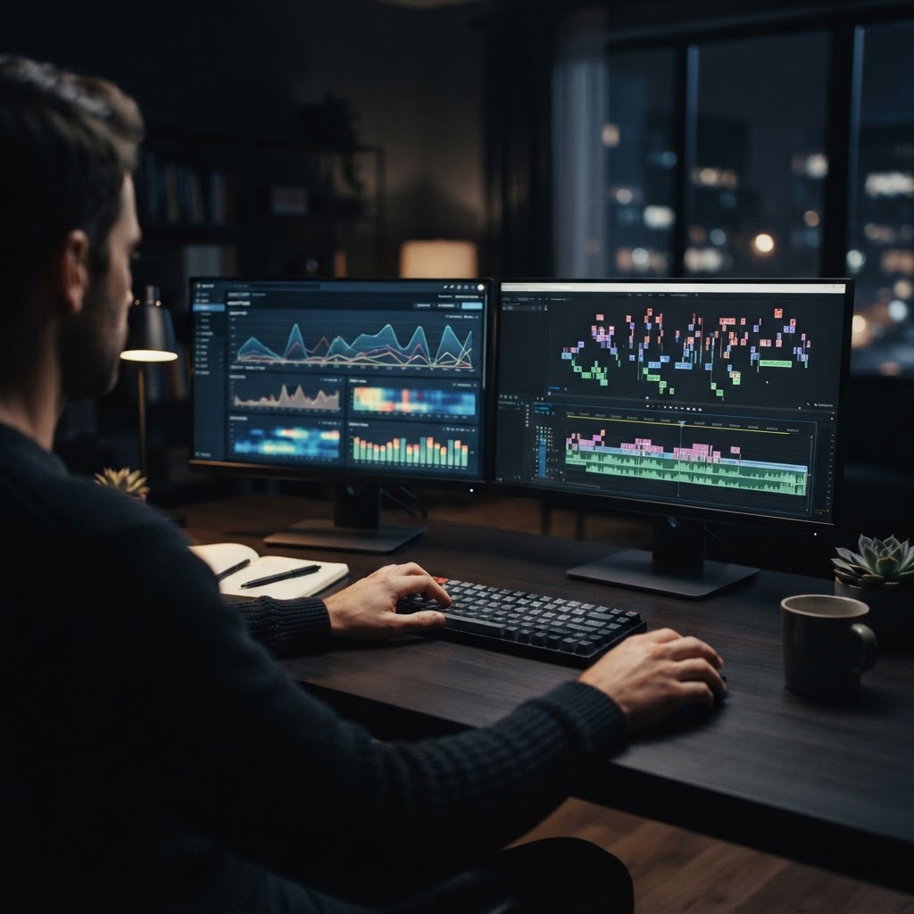 A strategic content workflow where keyword research data informs the selection and optimization of AI-generated video clips for maximum search visibility.