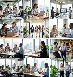 Office professionals collaborating