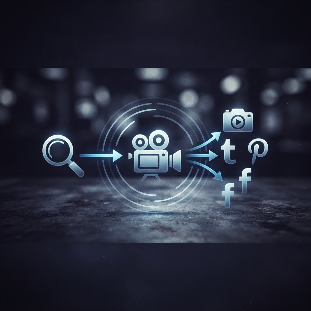 The closed-loop marketing cycle: keyword research informs content creation, which is then automatically repurposed and distributed to drive traffic back to the primary asset.