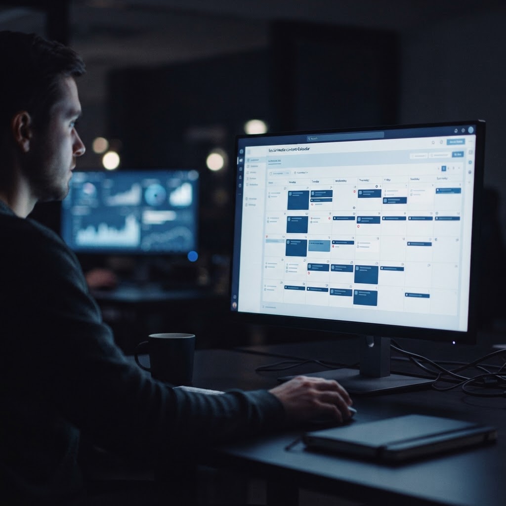 An automated scheduling dashboard that allows creators to manage and distribute content consistently, ensuring a reliable flow of traffic to their business.