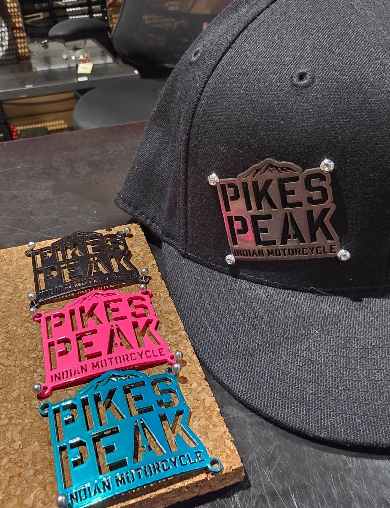 Pikes Peak Indian Motorcycle Cap Badges