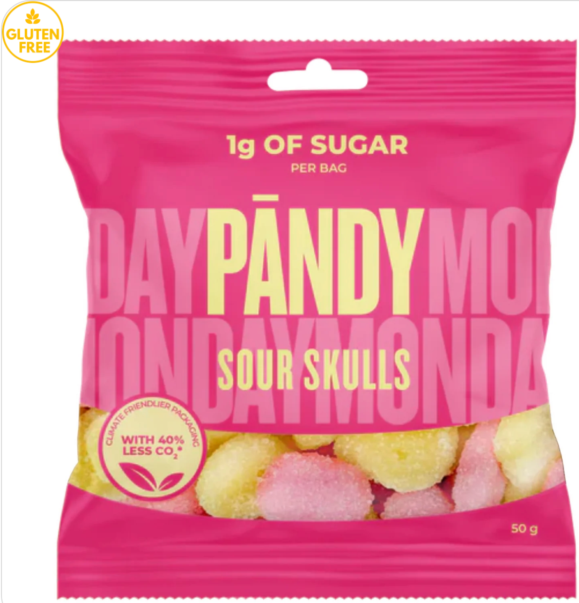 Pandy Candy Sour Skulls-1 gram of sugar per bag