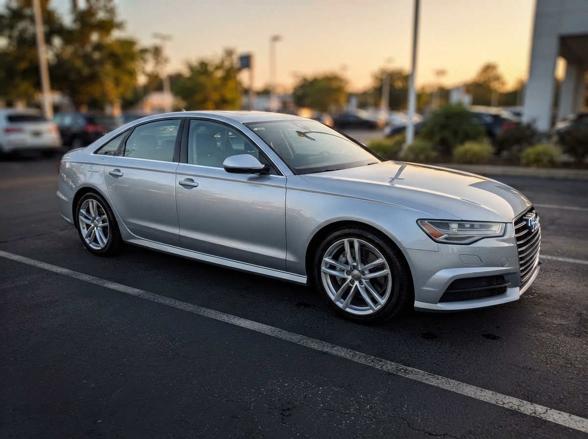 Clean used sedan on a car lot