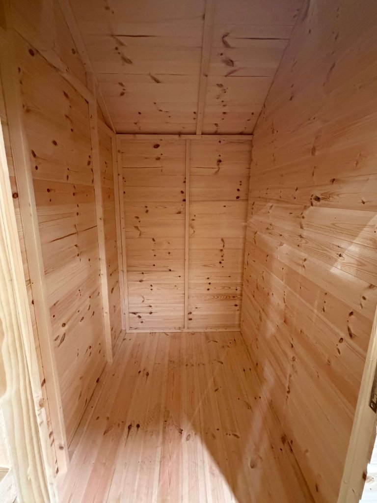 The Axbridge potting shed - interior back wall view