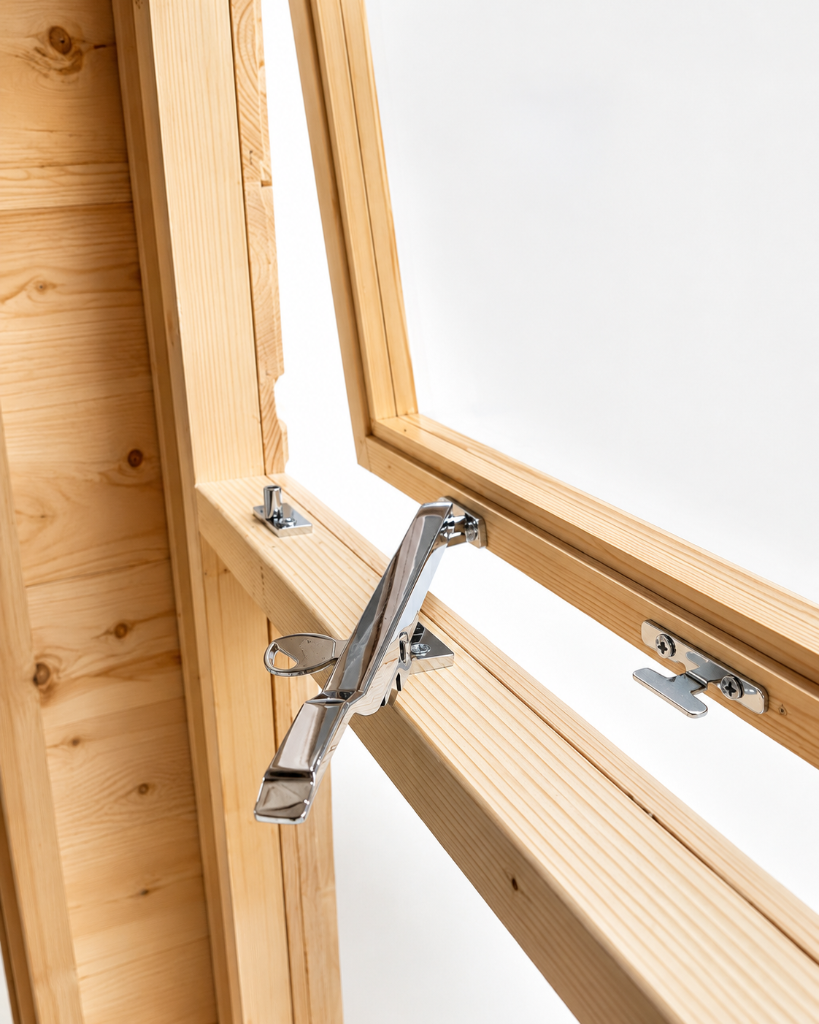 Summerhouse chrome casement stay detail