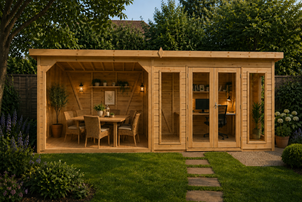 The Brighton garden room with dining space and office