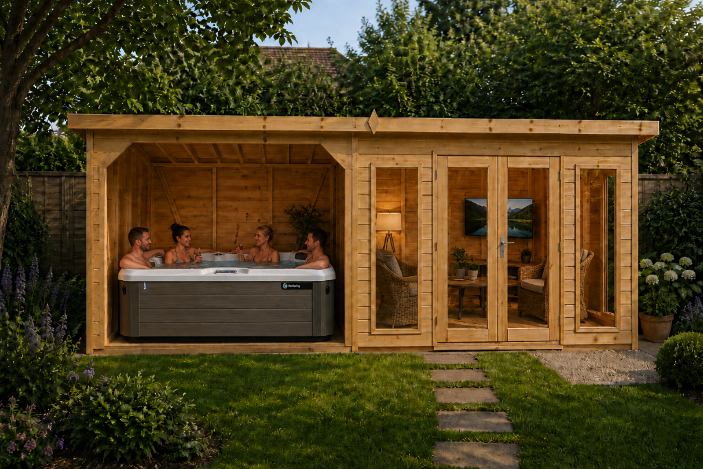 The Brighton garden room with hot tub staging