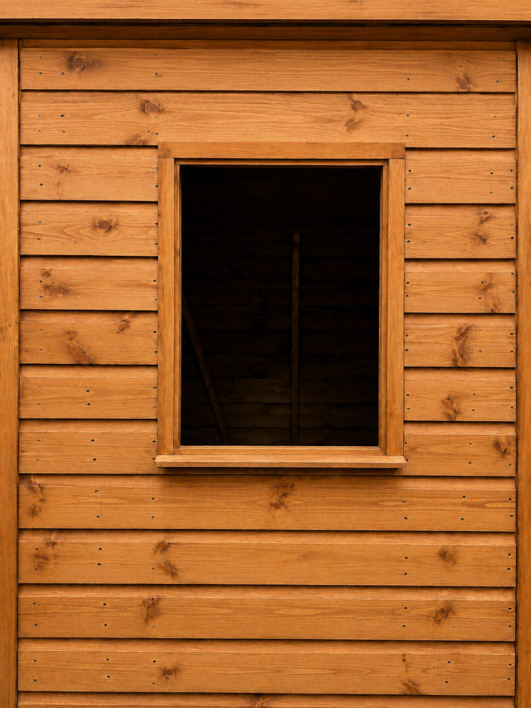 Shed window in timber frame detail