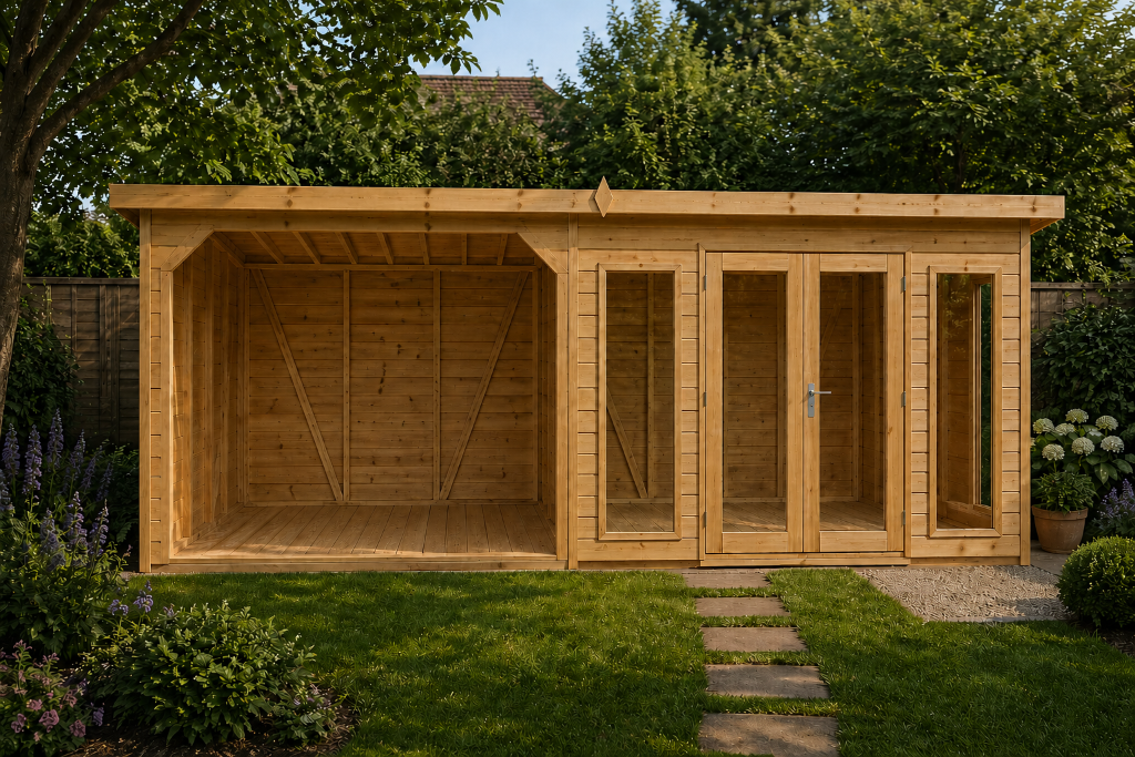 The Brighton combination garden room in garden setting