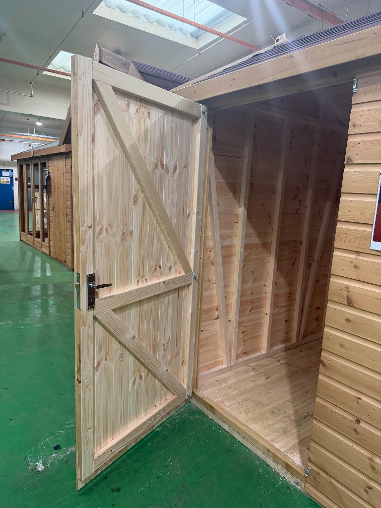 The Cumbria shed - open Z-framed door exterior view