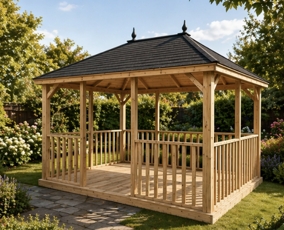The Oxford painted bandstand summerhouse - front view in garden