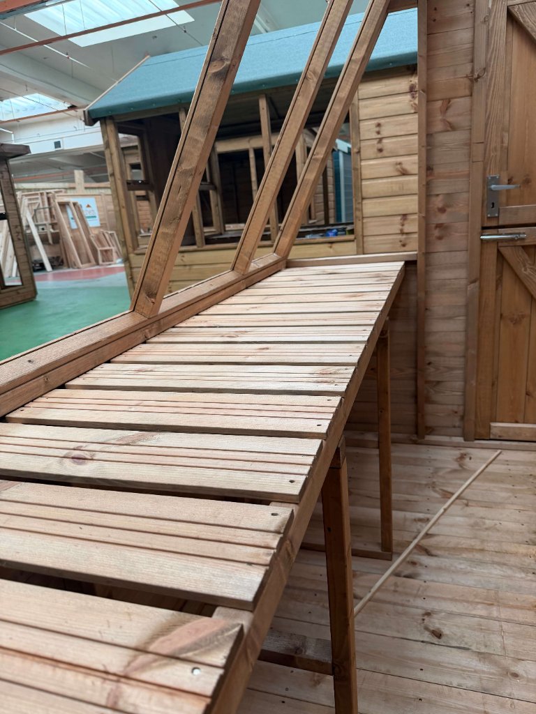 The Glastonbury potting shed - interior workbench counter detail