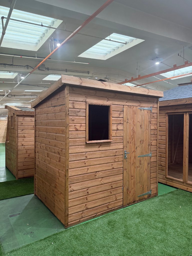 The Nottingham pent shed - elevated front-quarter angle view