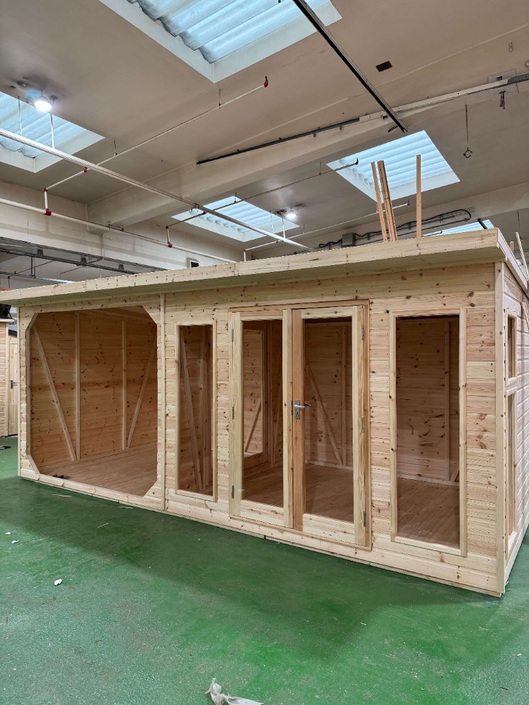 The Brighton garden room - front view in factory