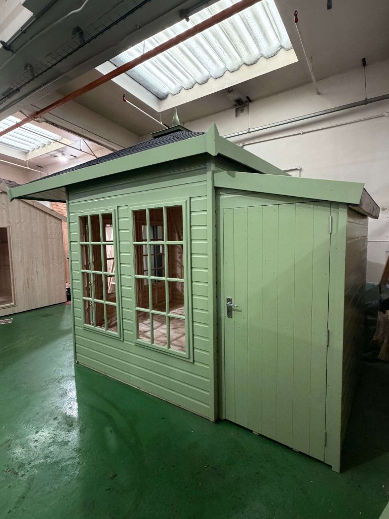 The Edinburgh hexagonal summerhouse - side wall with windows and shed