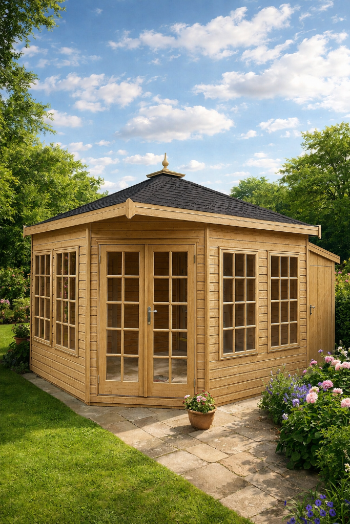 The Edinburgh corner summerhouse - timber in garden