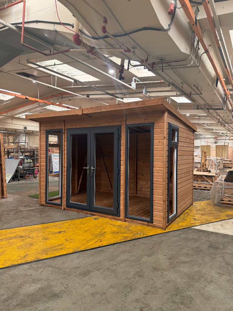 The Cambridge garden room - front view in factory