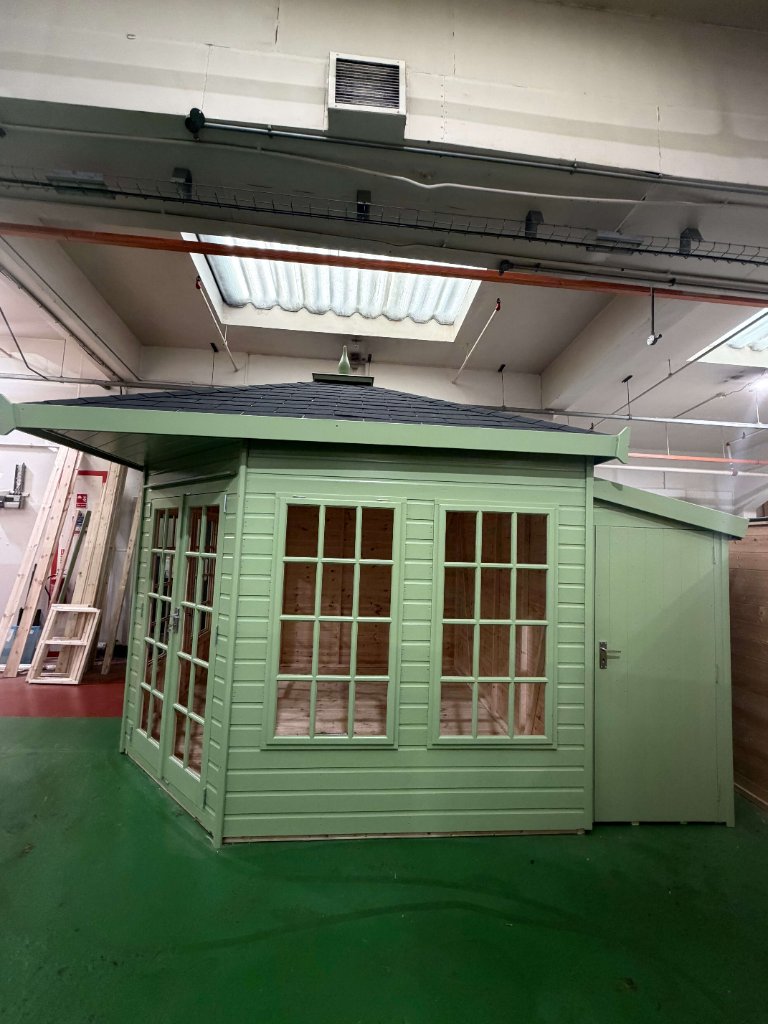 The Edinburgh hexagonal summerhouse - three-quarter exterior view