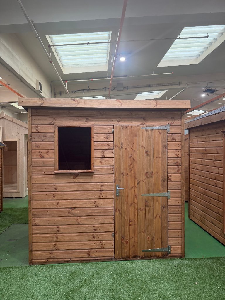 The Nottingham pent shed - front view with door and window