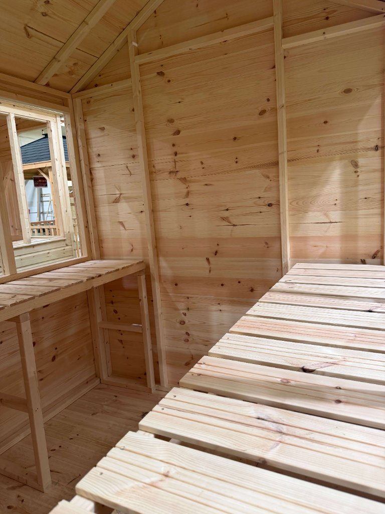 The Axbridge potting shed - interior framing and shelving detail