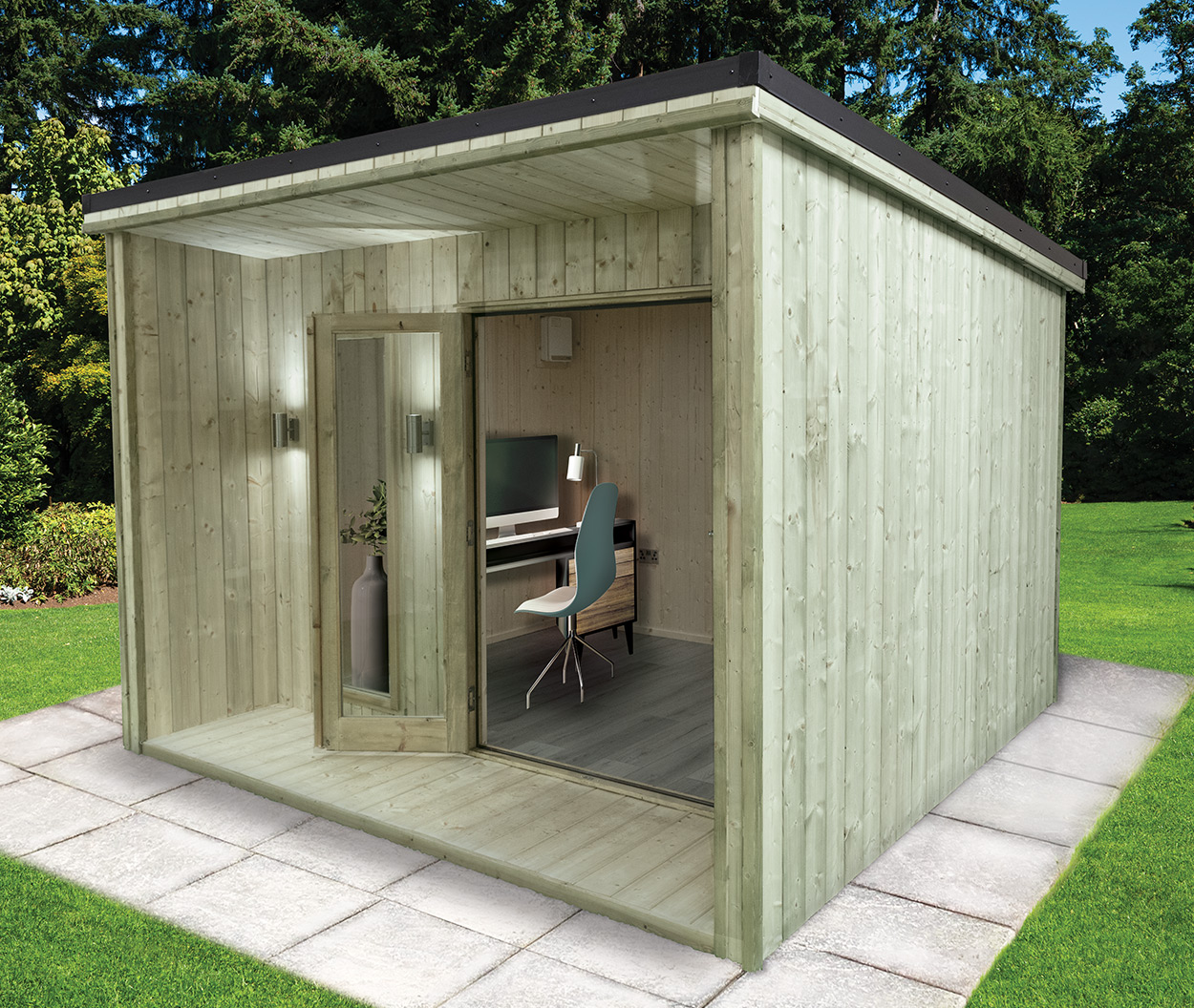 The Hub exterior with veranda and roof overhang