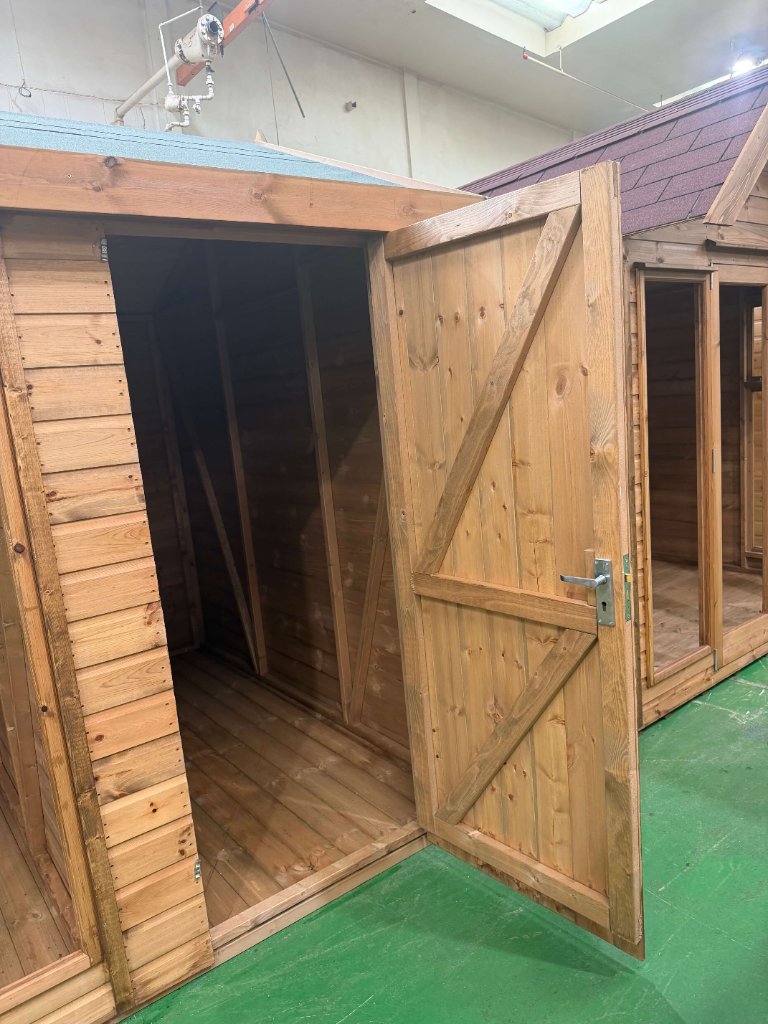 The Kent combination summerhouse - side door open showing interior