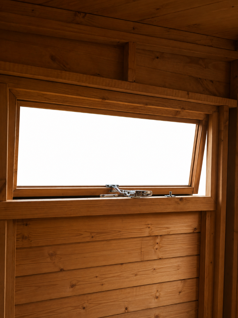 The Devon corner summerhouse - window hinge detail