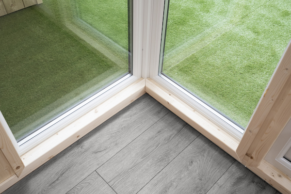 Grey laminate flooring detail