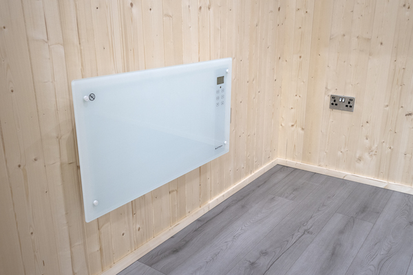 Electric glass front panel heater detail