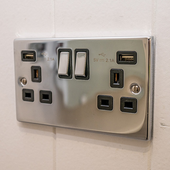 Chrome USB double power socket