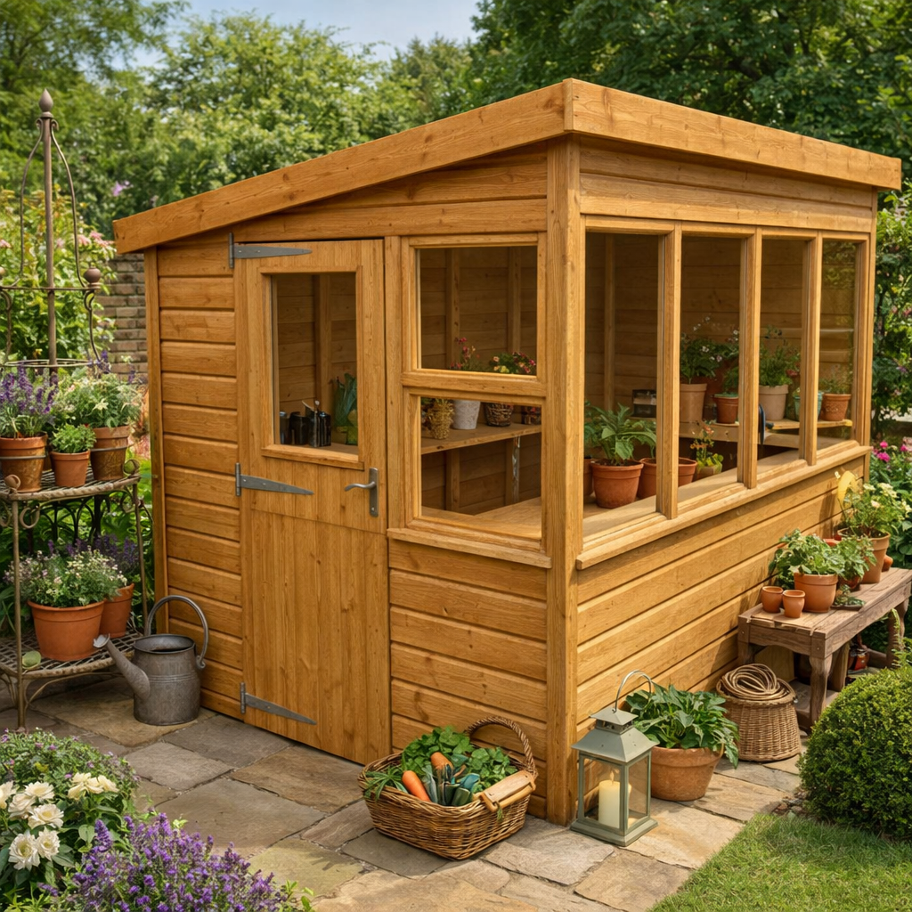 The Bath mini potter shed in a garden setting