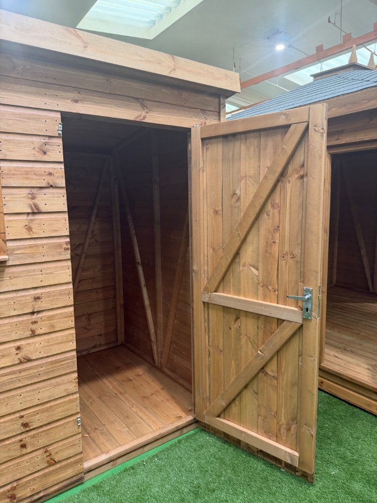 The Nottingham pent shed - door open showing interior