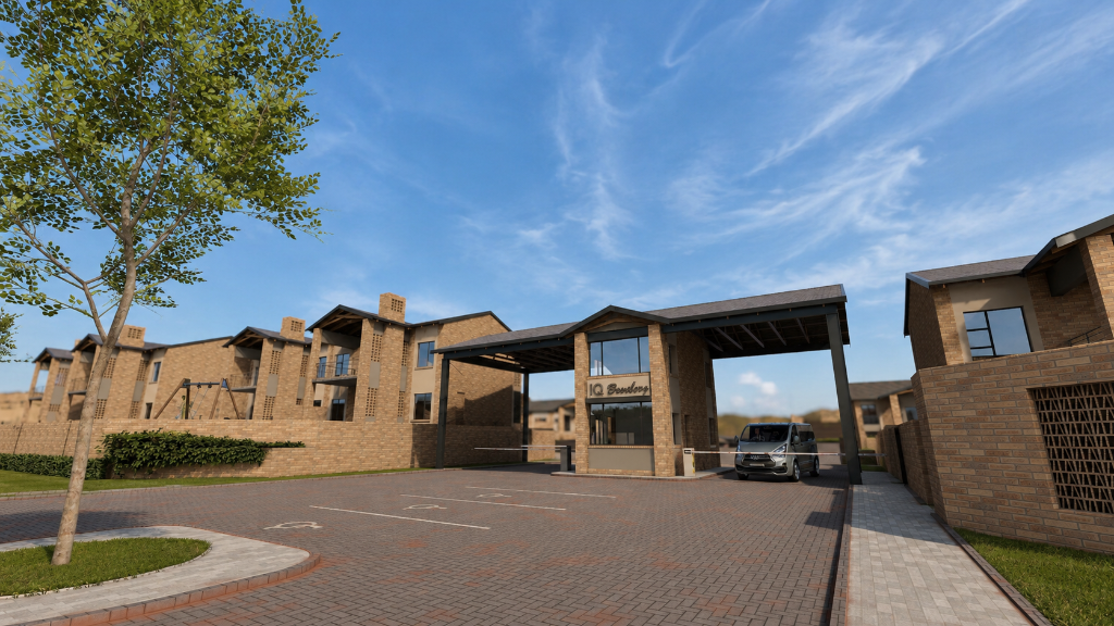 Gatehouse entrance with SUV