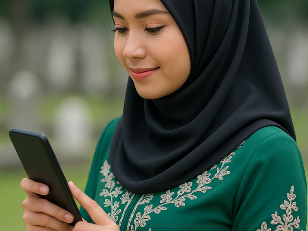Kubur Search mobile app interface showing grave search and navigation
