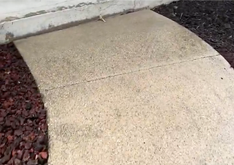 Concrete walkway with mulch border