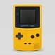 Front view of a yellow Nintendo Game Boy Color handheld console with dark gray buttons and screen bezel