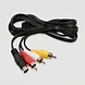 Black AV composite cable for Sega Genesis Slim console featuring yellow, white, and red RCA connectors