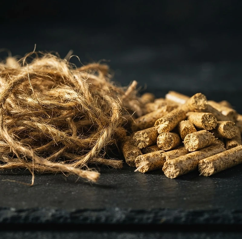 Hochwertige Strohpellets und natürliche Hanffasern in einem modernen Pferdestall
