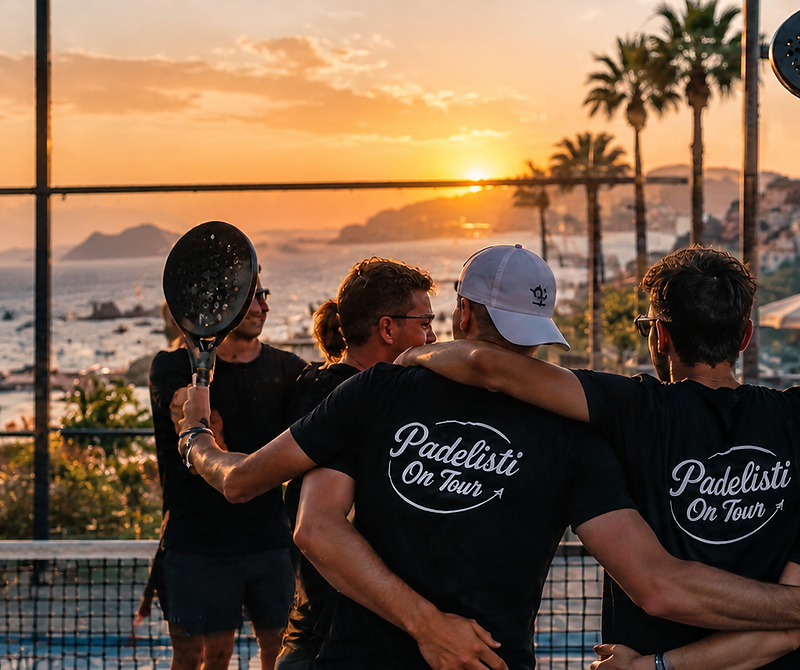 Gruppo Padelisti On Tour al campo, golden hour